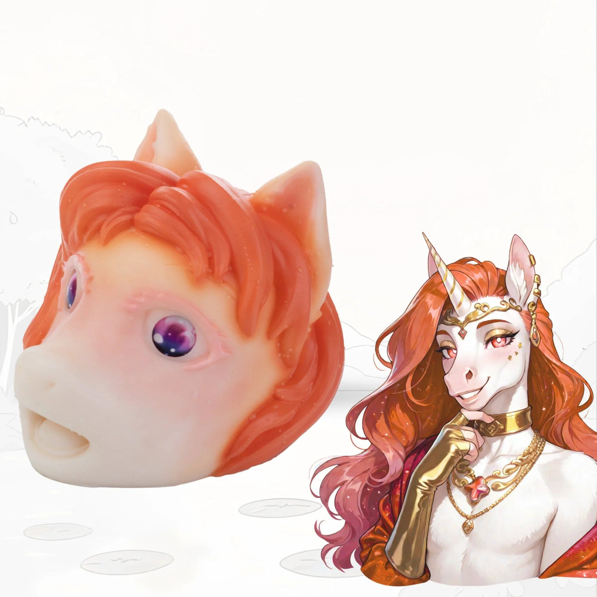 Orange mane pony head masturbator with violet galaxy eyes, photo 1