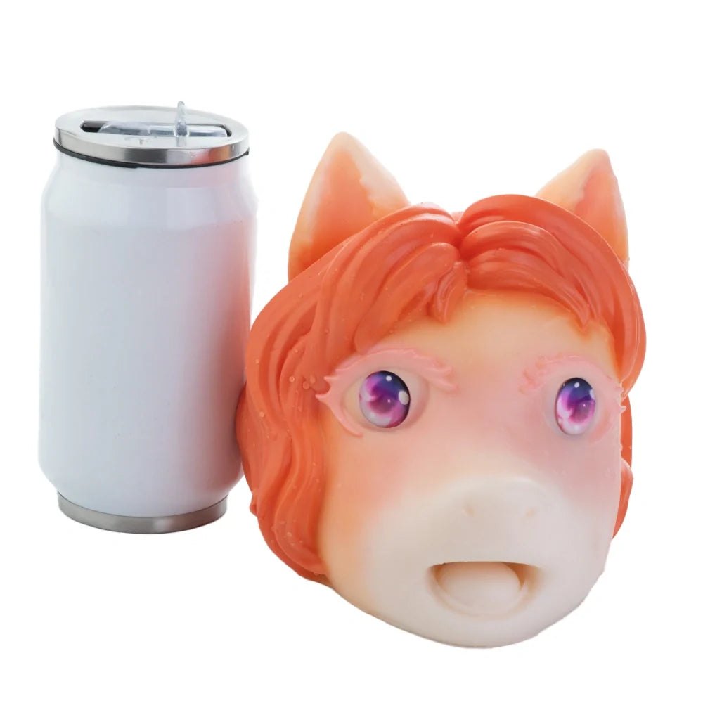 Orange mane pony head masturbator with violet galaxy eyes, photo 6
