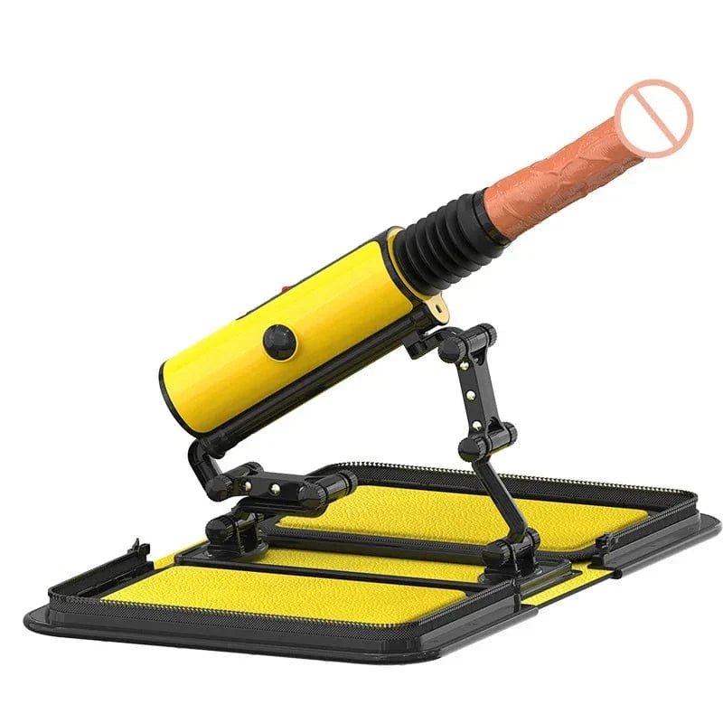 Yellow portable case-style thrusting sex machine