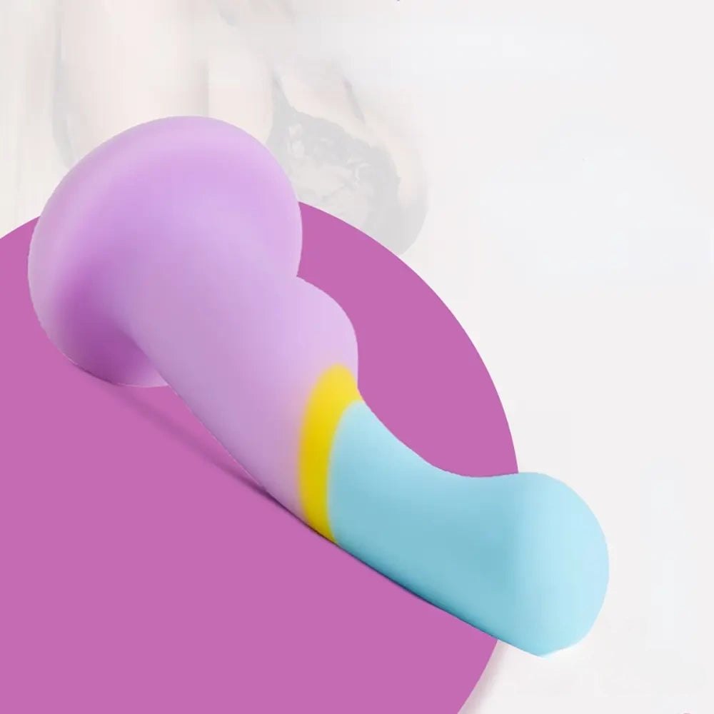 Colorful curved silicone anal dildo, photo 5