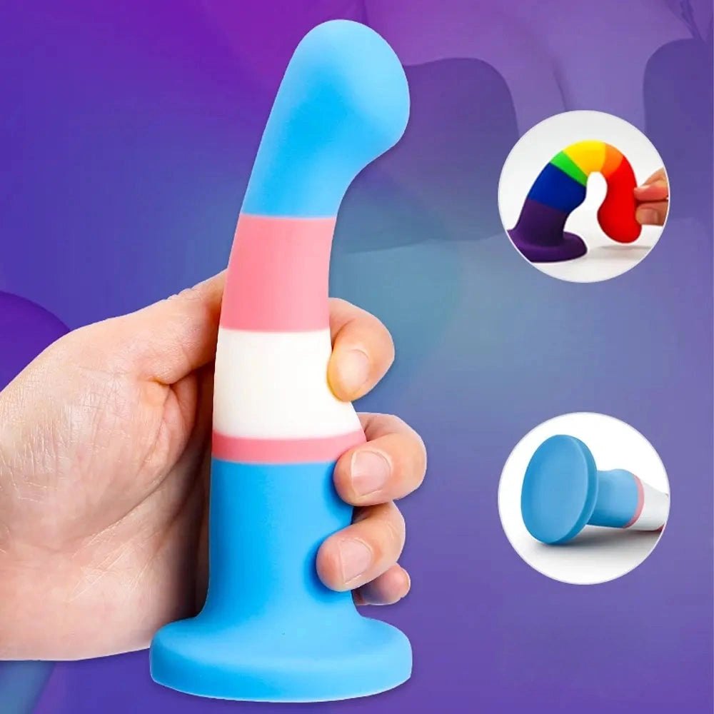 Colorful curved silicone anal dildo, photo 7