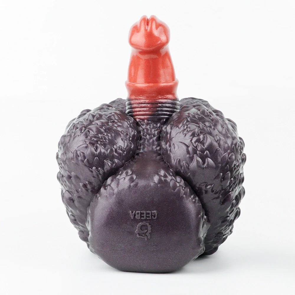 Dark violet-black nodular primate fantasy masturbator with red shaft, photo 11