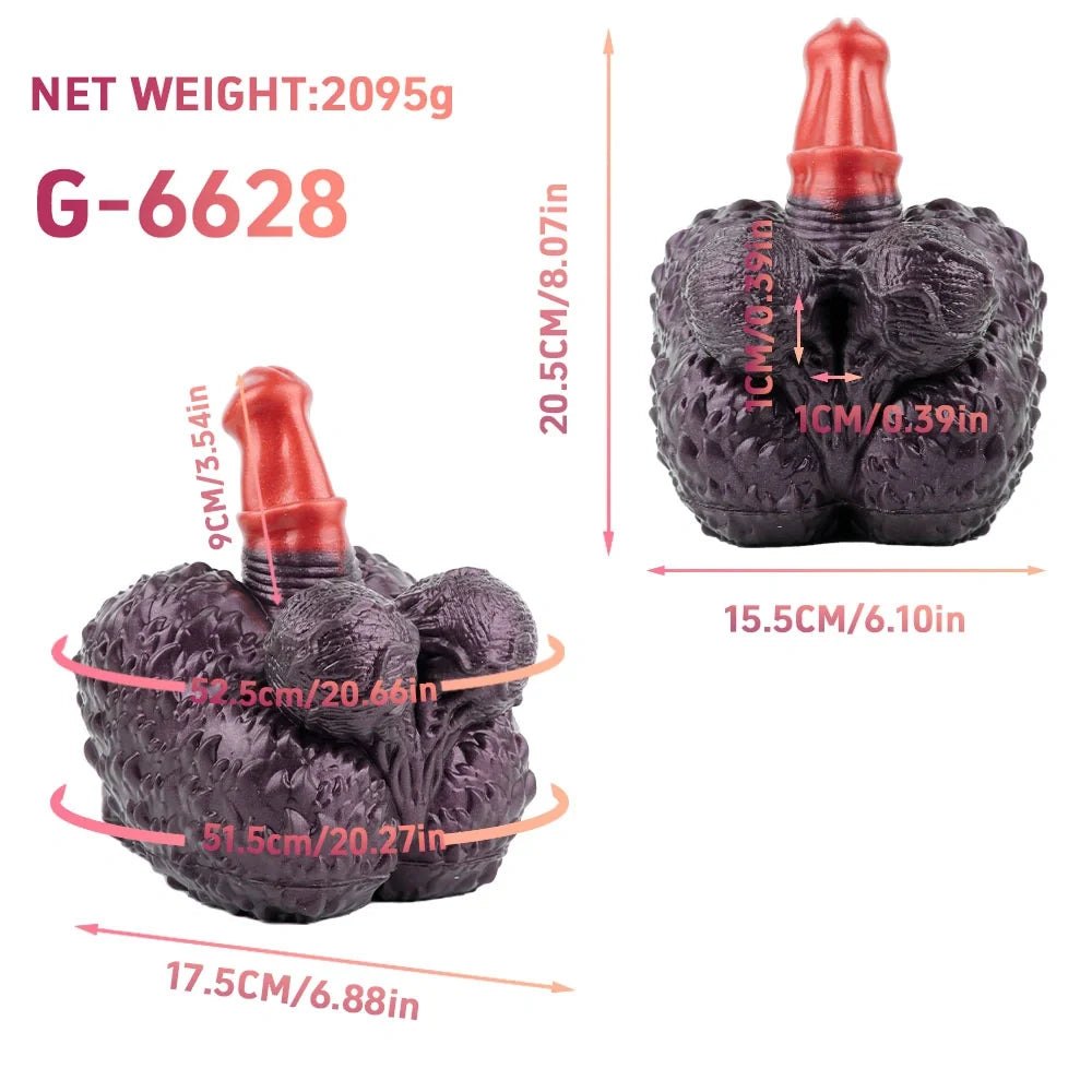 Dark violet-black nodular primate fantasy masturbator with red shaft, photo 12