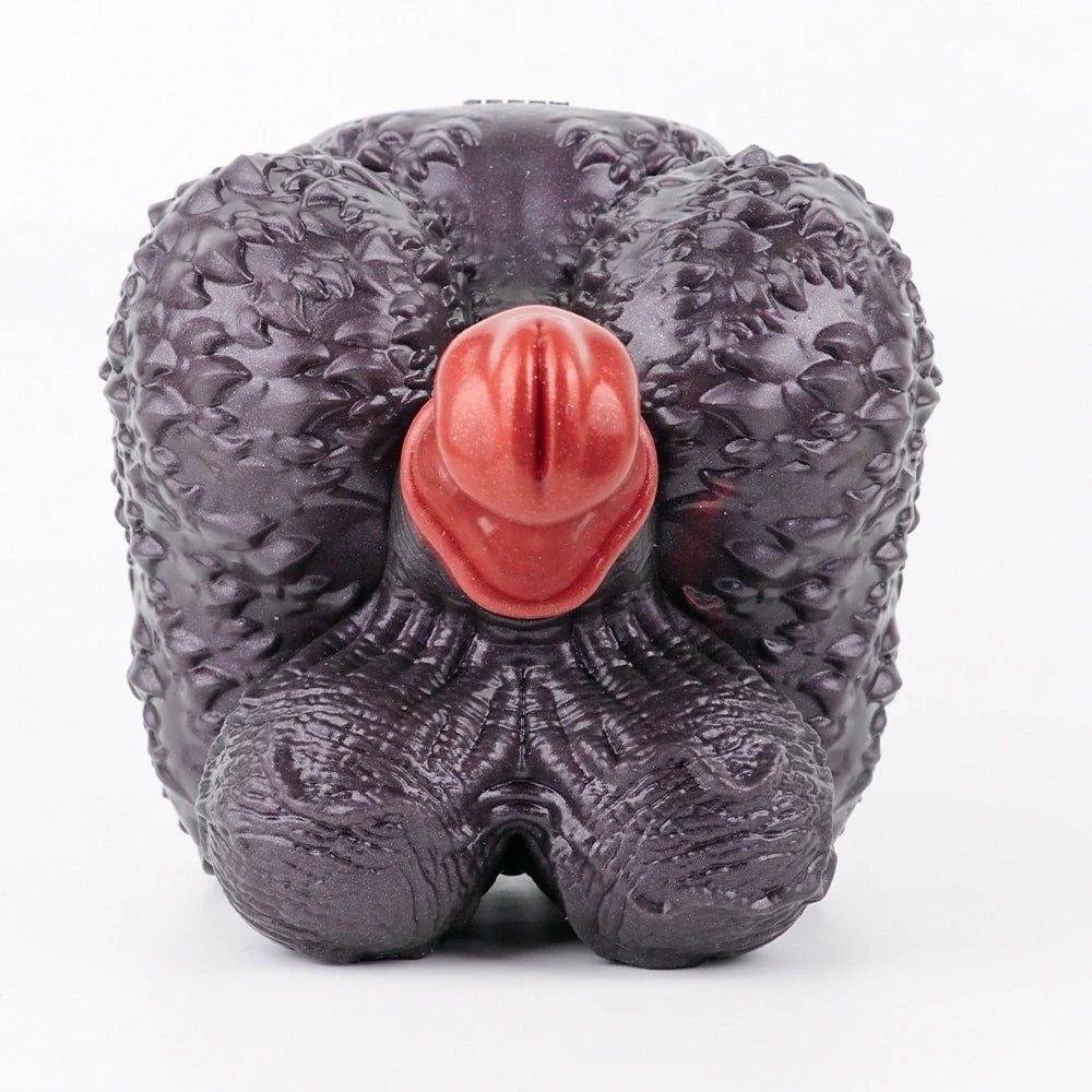 Dark violet-black nodular primate fantasy masturbator with red shaft, photo 2
