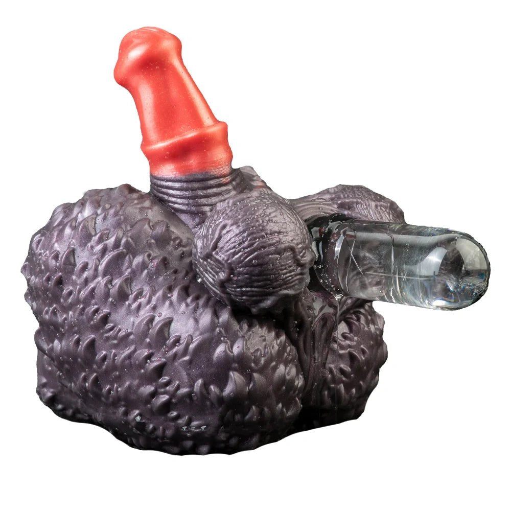Dark violet-black nodular primate fantasy masturbator with red shaft, photo 3