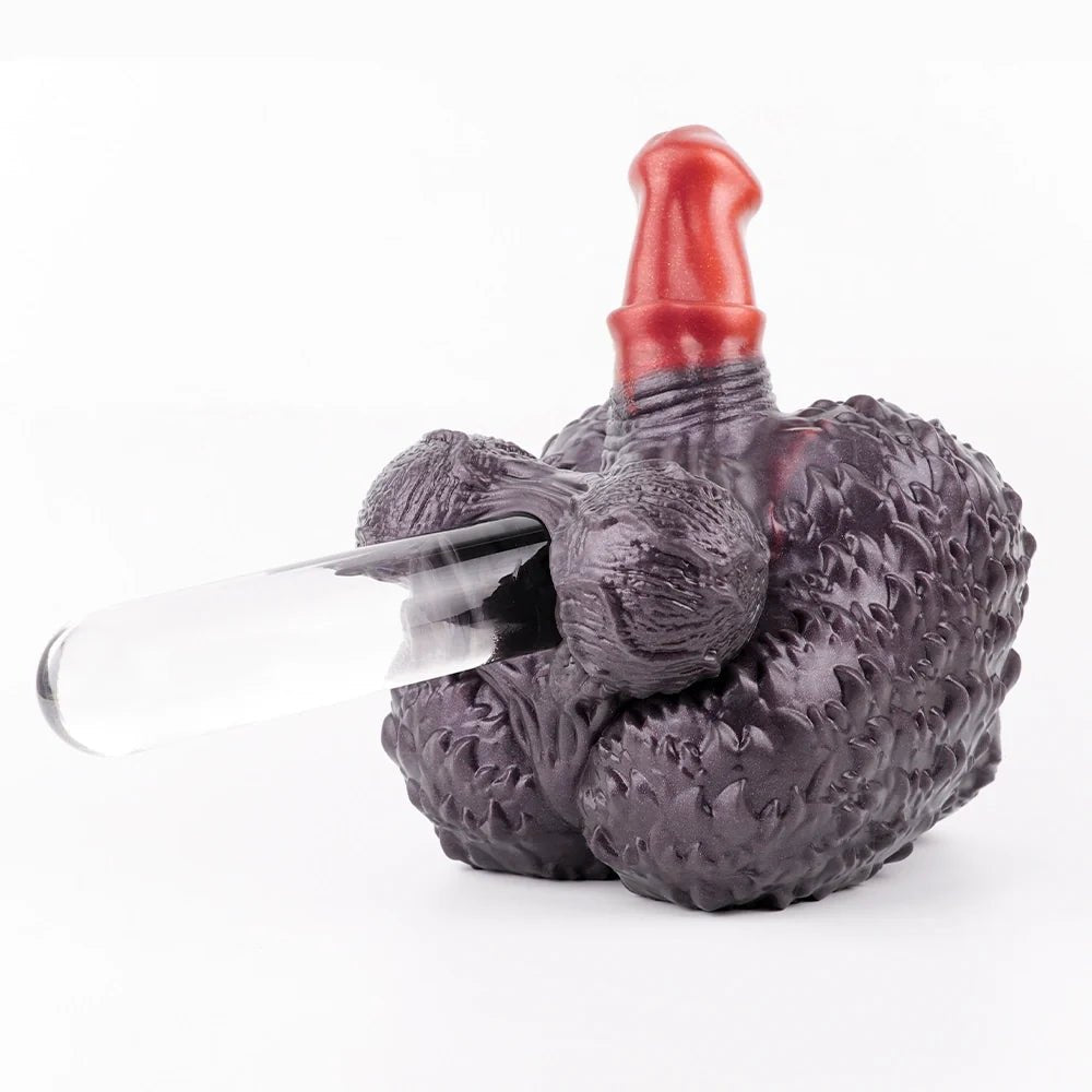 Dark violet-black nodular primate fantasy masturbator with red shaft, photo 6