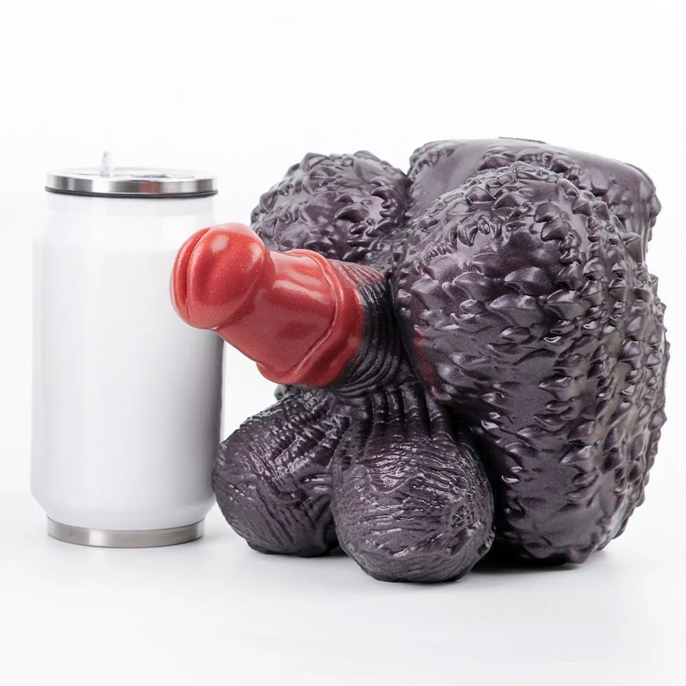 Dark violet-black nodular primate fantasy masturbator with red shaft, photo 7