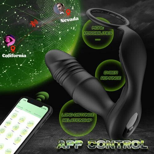 Black prostate massager with cock ring, photo 5