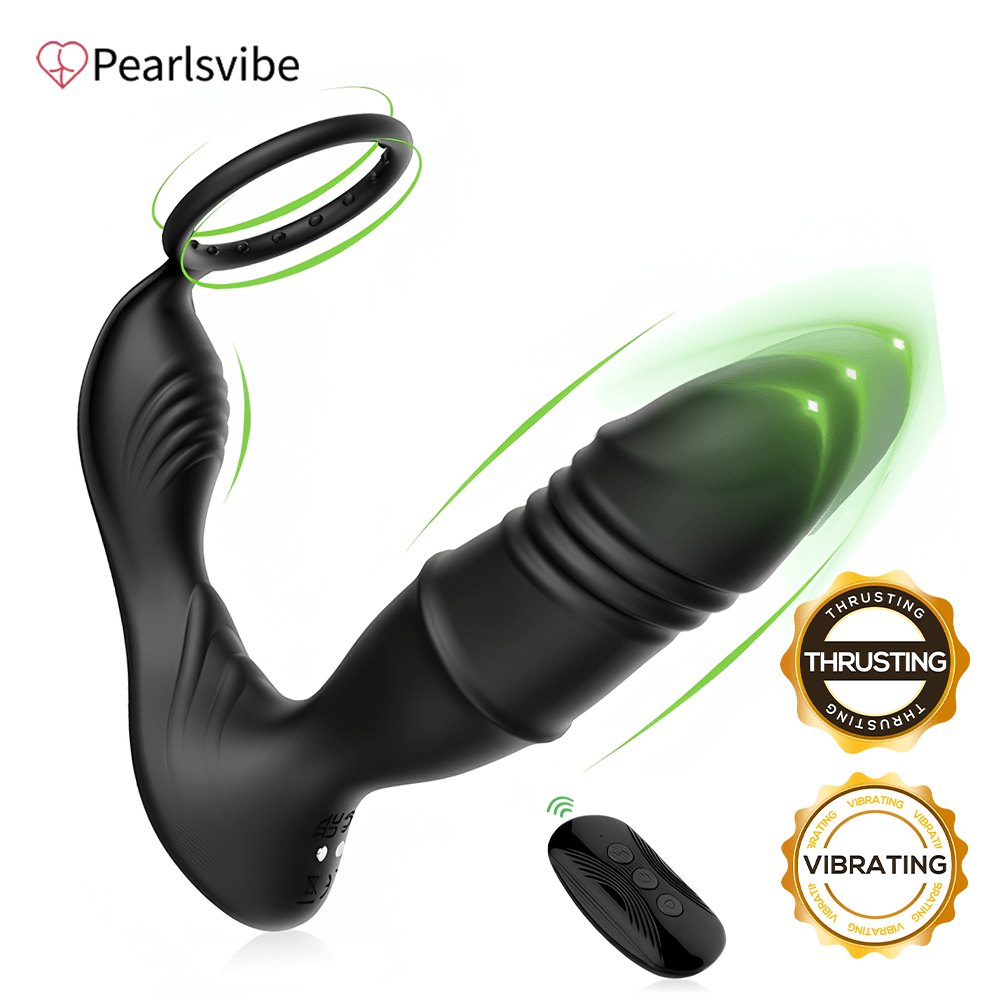 Black prostate massager with cock ring, photo 7