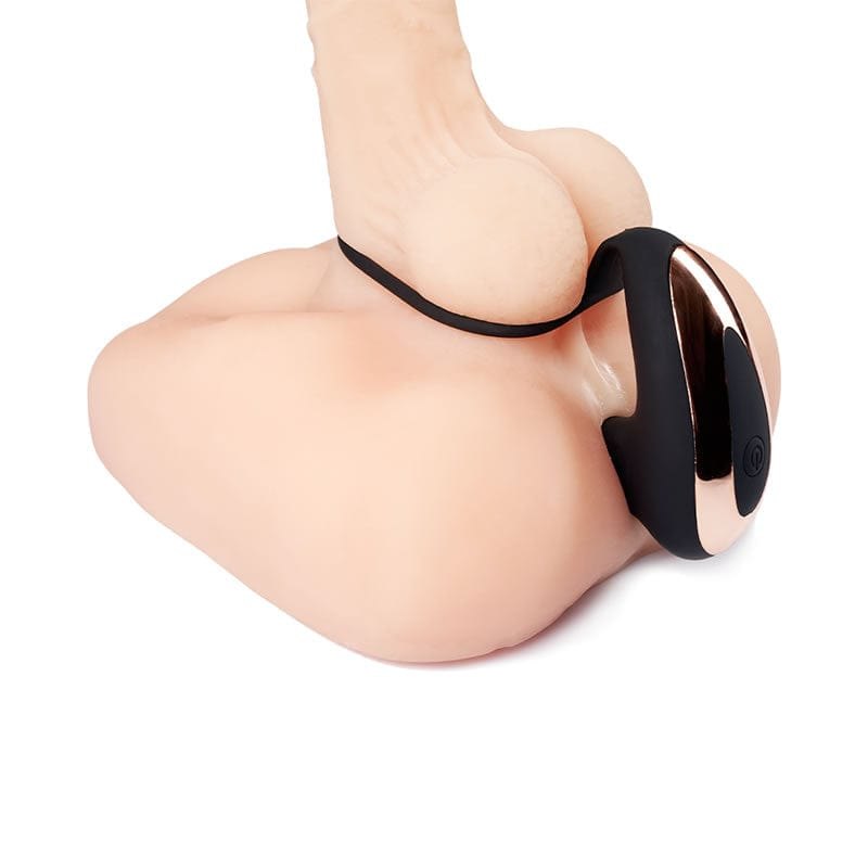 Black silicone prostate massager with cock ring, photo 6