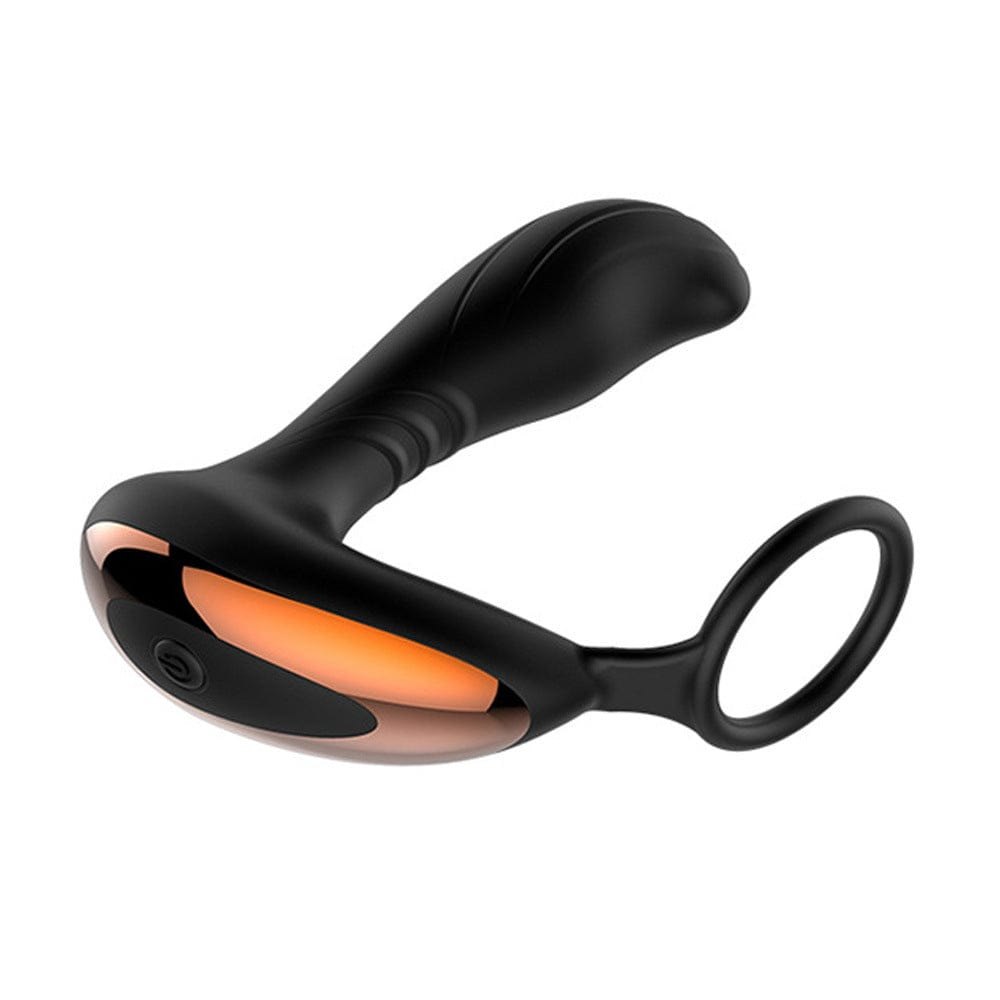 Black silicone prostate massager with cock ring, photo 7