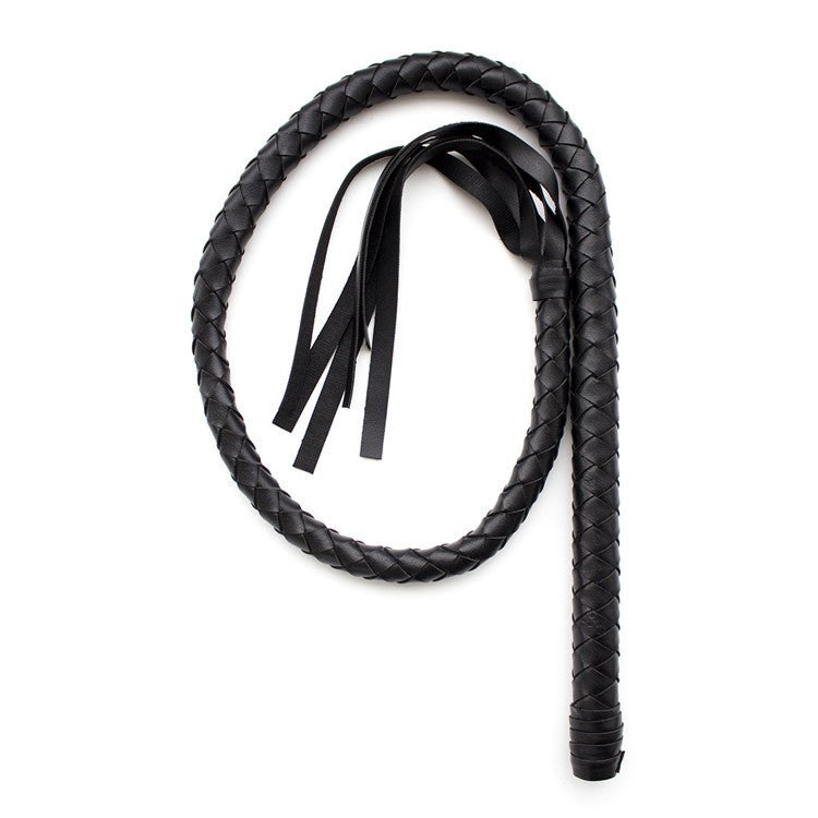 Black braided PU leather whip, photo 1