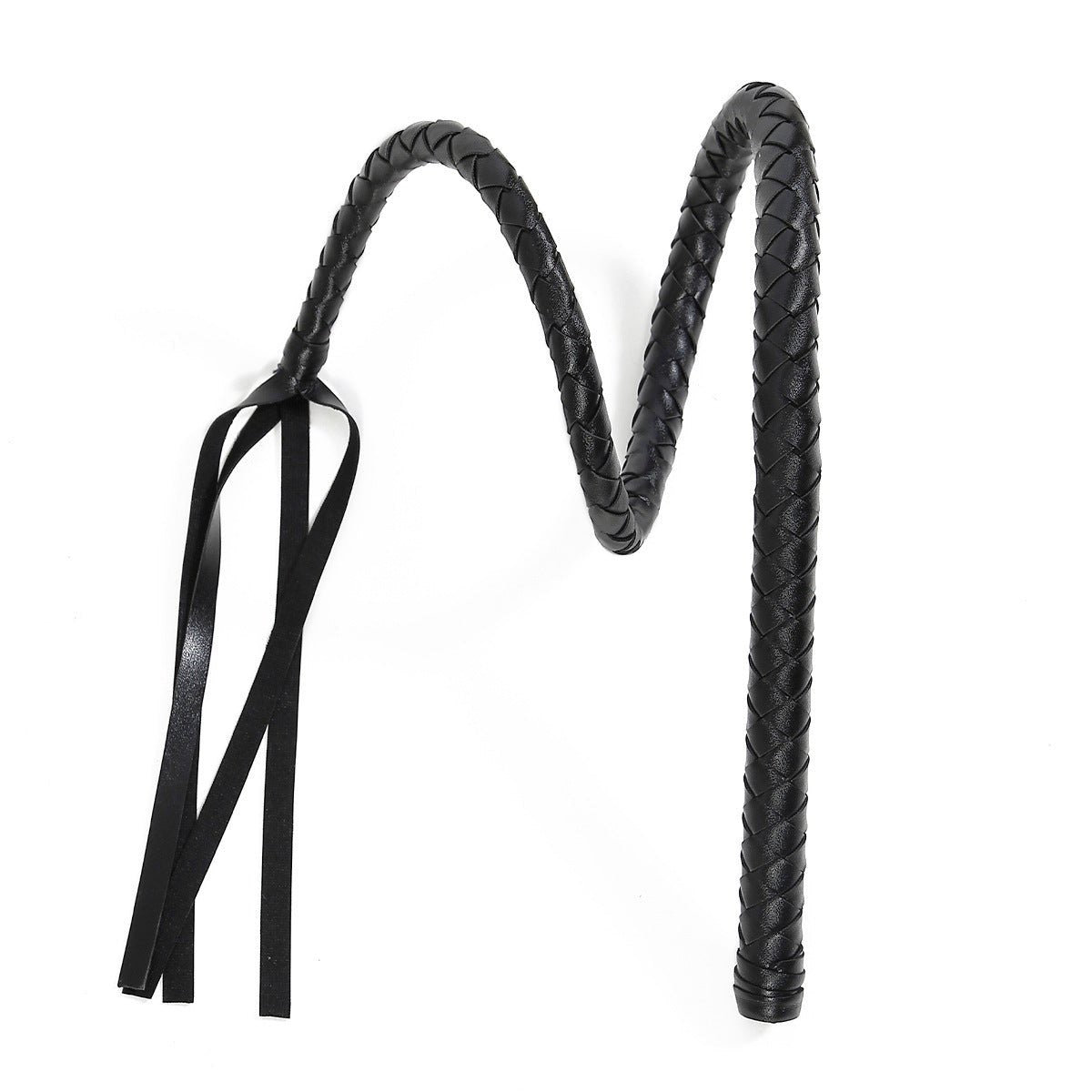 Black braided PU leather whip, photo 2