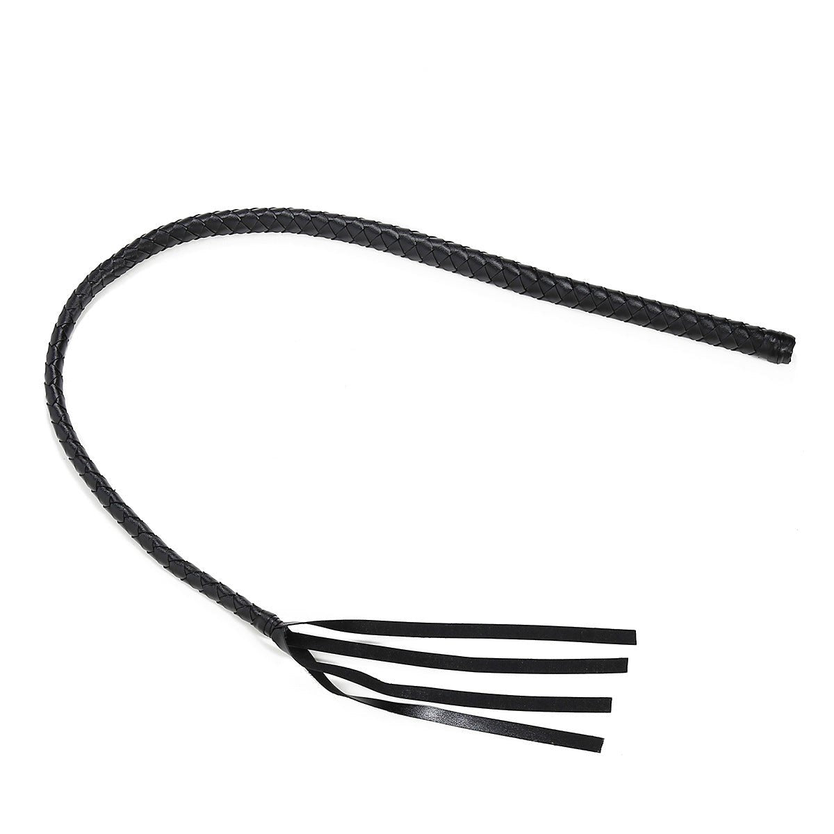 Black braided PU leather whip, photo 3