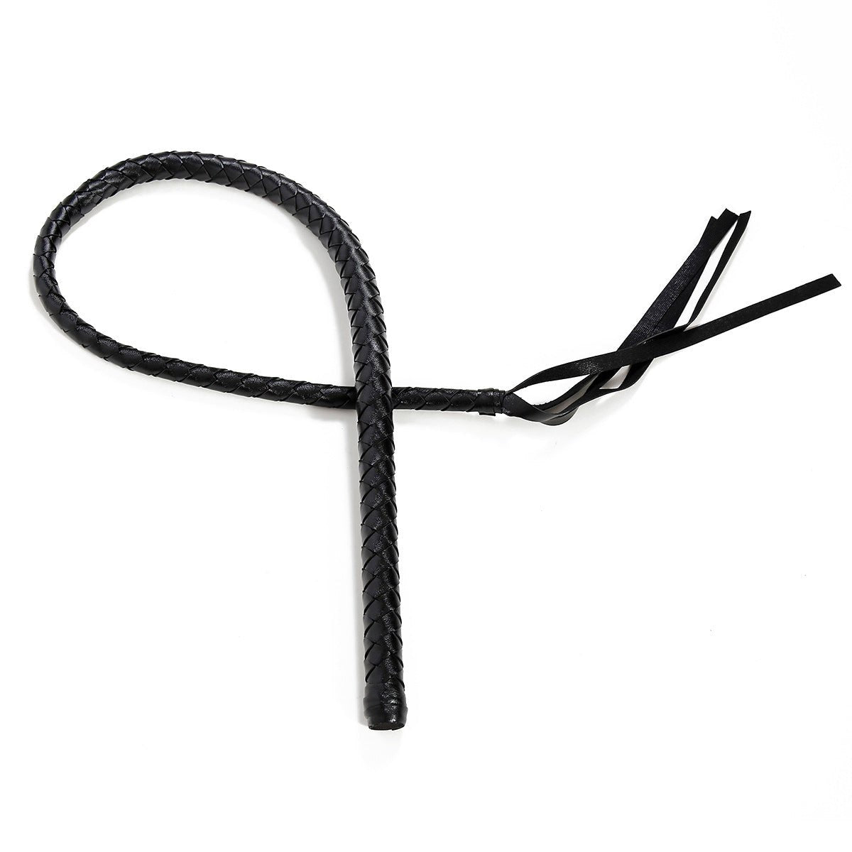 Black braided PU leather whip, photo 4