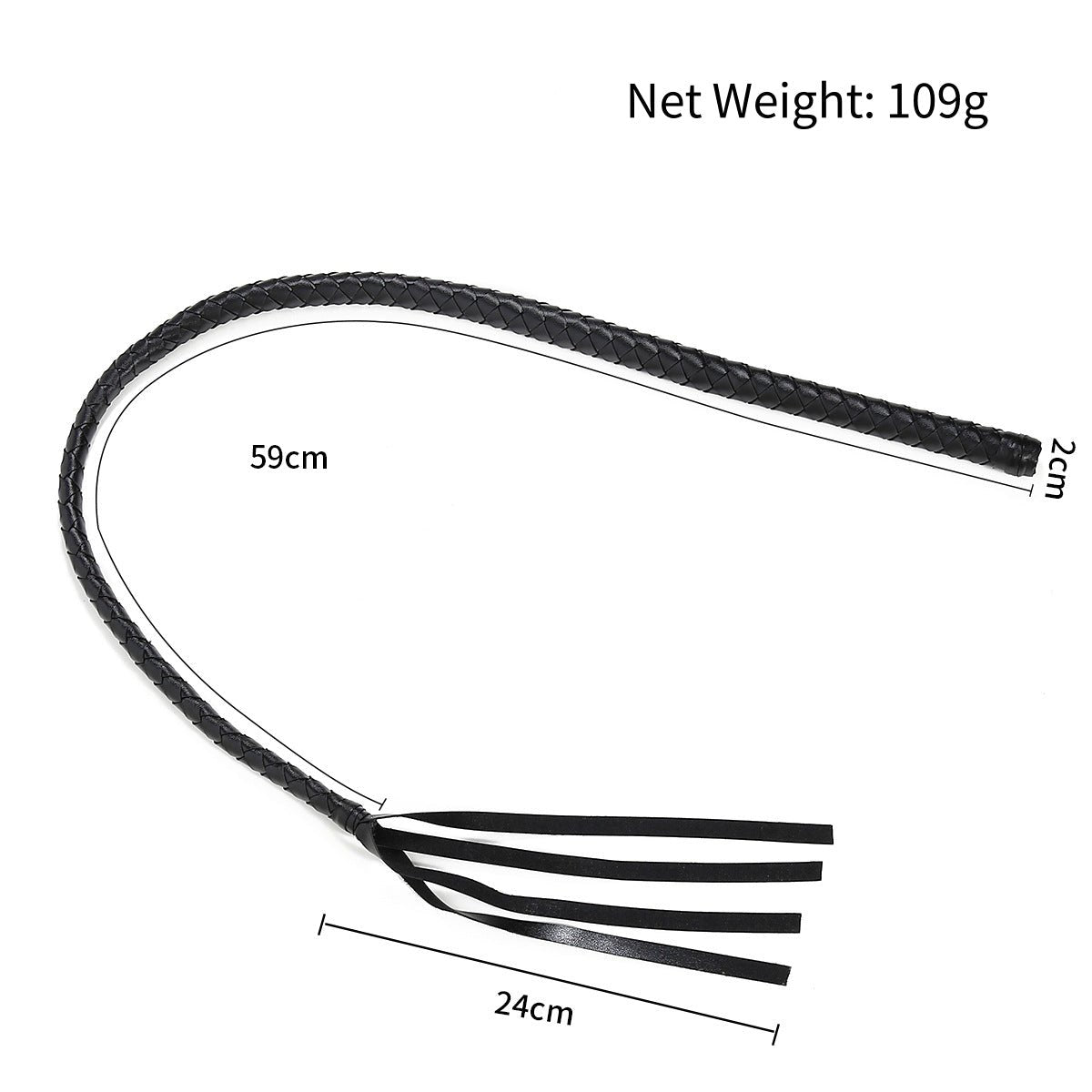 Black braided PU leather whip, photo 5