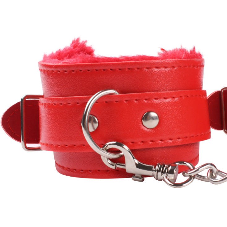 Pu leather restraint cuffs with faux fur lining, photo 3