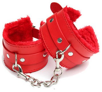 Pu leather restraint cuffs with faux fur lining, photo 9