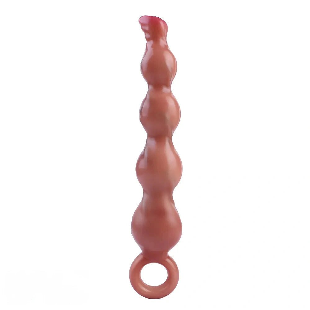 Flesh tone silicone pulling beads dildo, photo 1