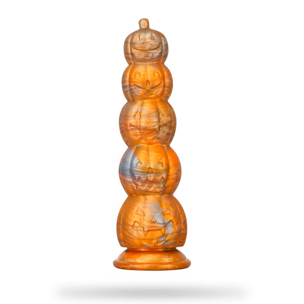 Pumpkin and skull stack silicone anal plug with suction cup base, photo 1