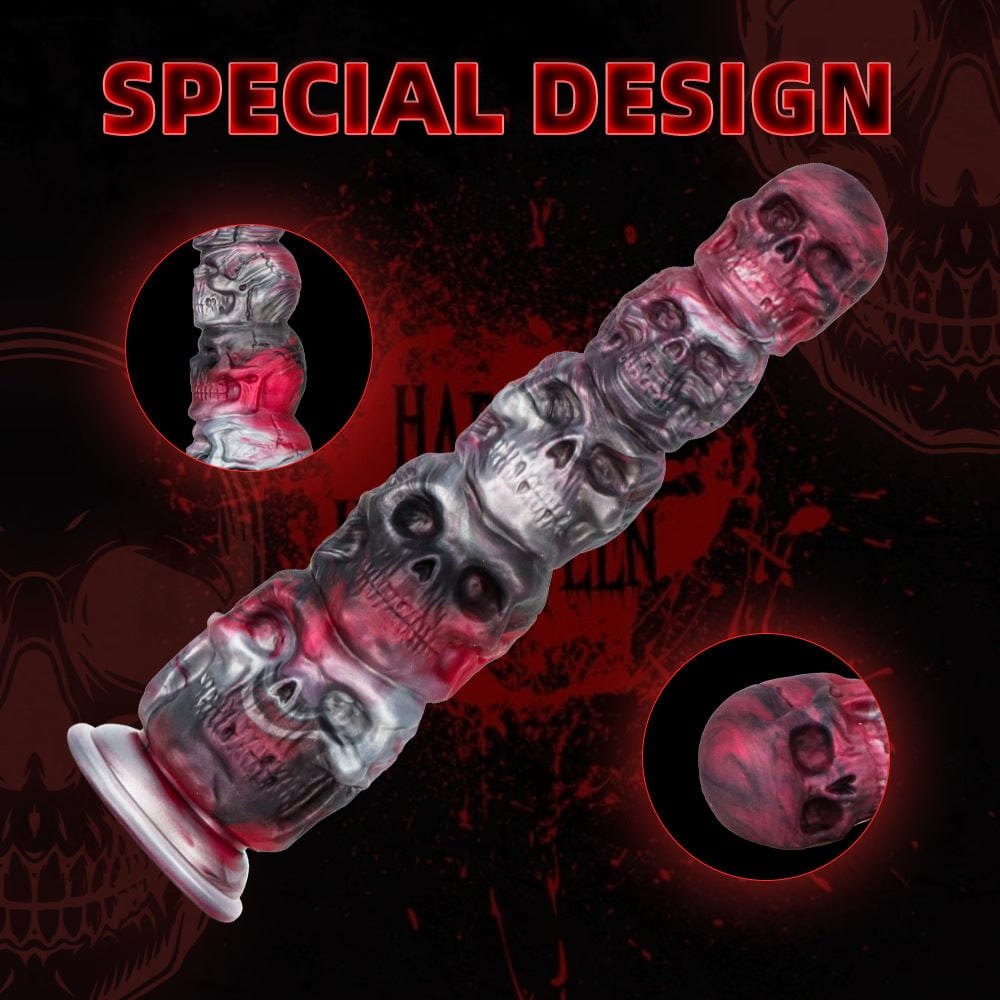 Pumpkin and skull stack silicone anal plug with suction cup base, photo 10