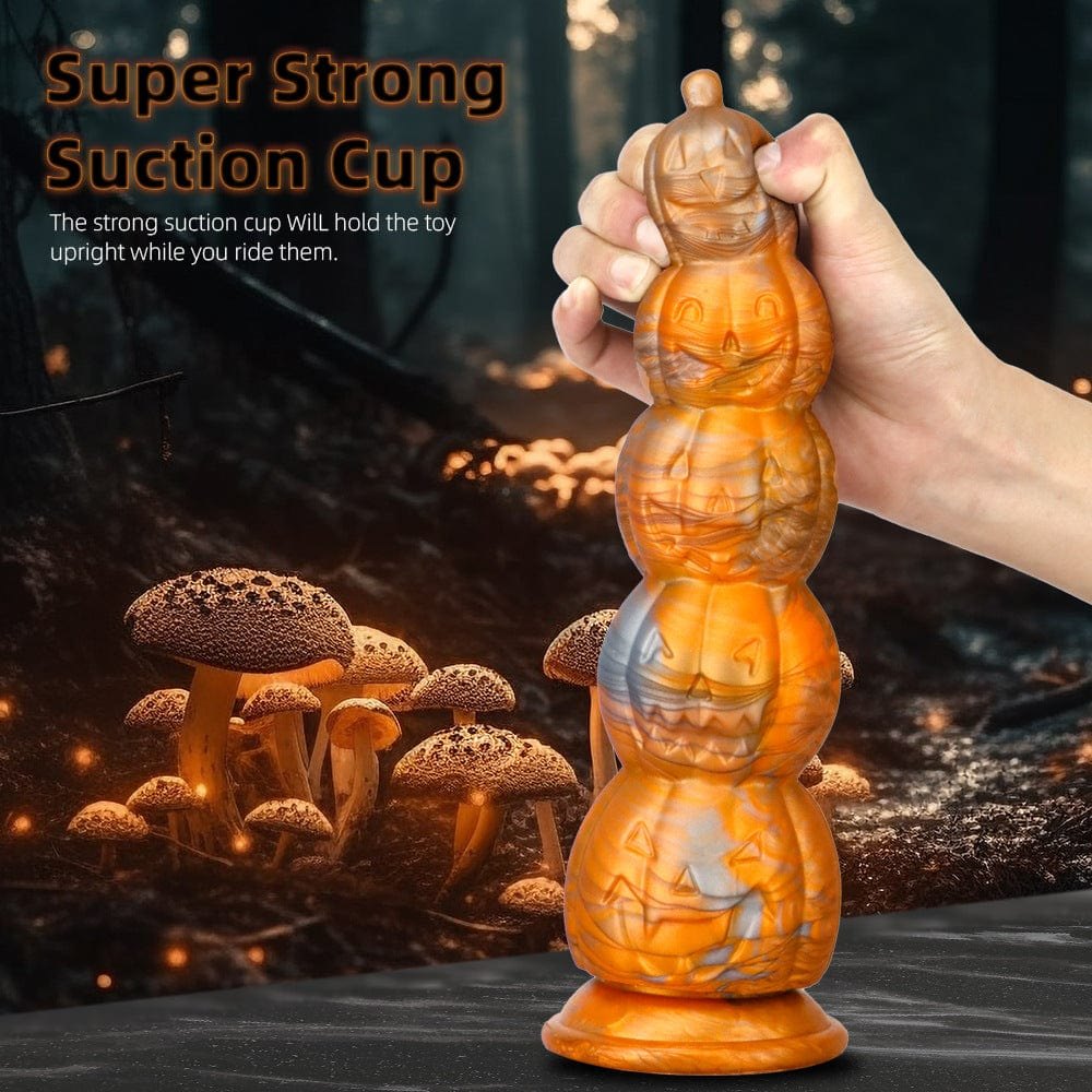 Pumpkin and skull stack silicone anal plug with suction cup base, photo 2