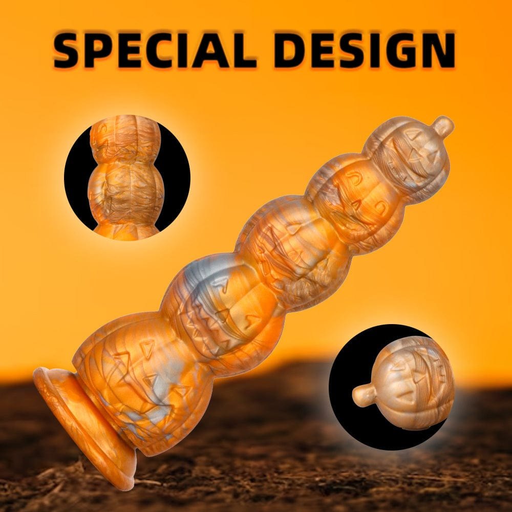 Pumpkin and skull stack silicone anal plug with suction cup base, photo 3