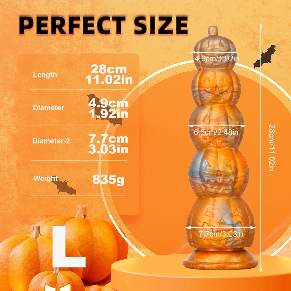 Pumpkin and skull stack silicone anal plug with suction cup base, photo 5