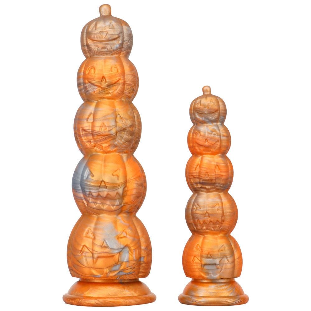 Pumpkin and skull stack silicone anal plug with suction cup base, photo 6