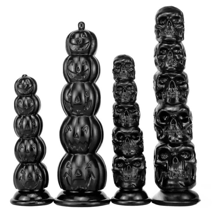 Black pumpkin skull totem PVC fantasy dildo, photo 1