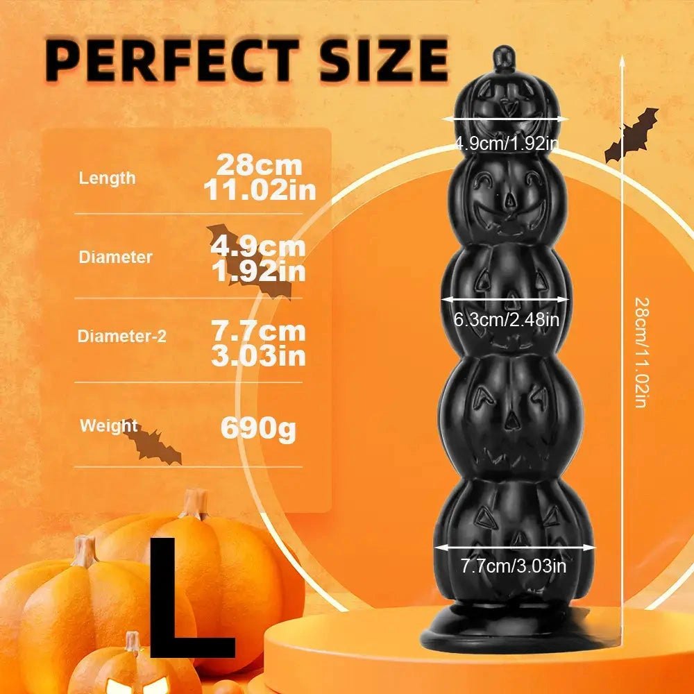 Black pumpkin skull totem PVC fantasy dildo, photo 4