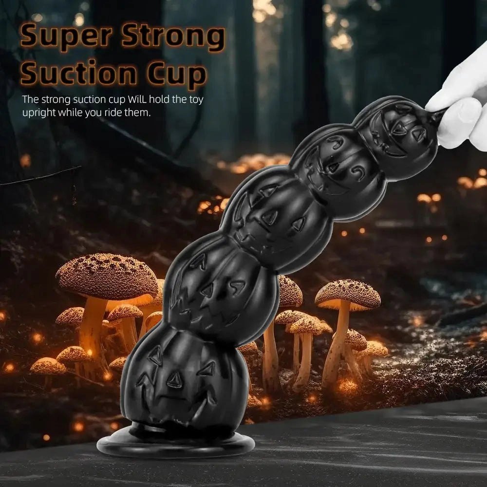Black pumpkin skull totem PVC fantasy dildo, photo 6