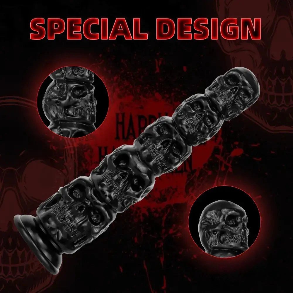 Black pumpkin skull totem PVC fantasy dildo, photo 7