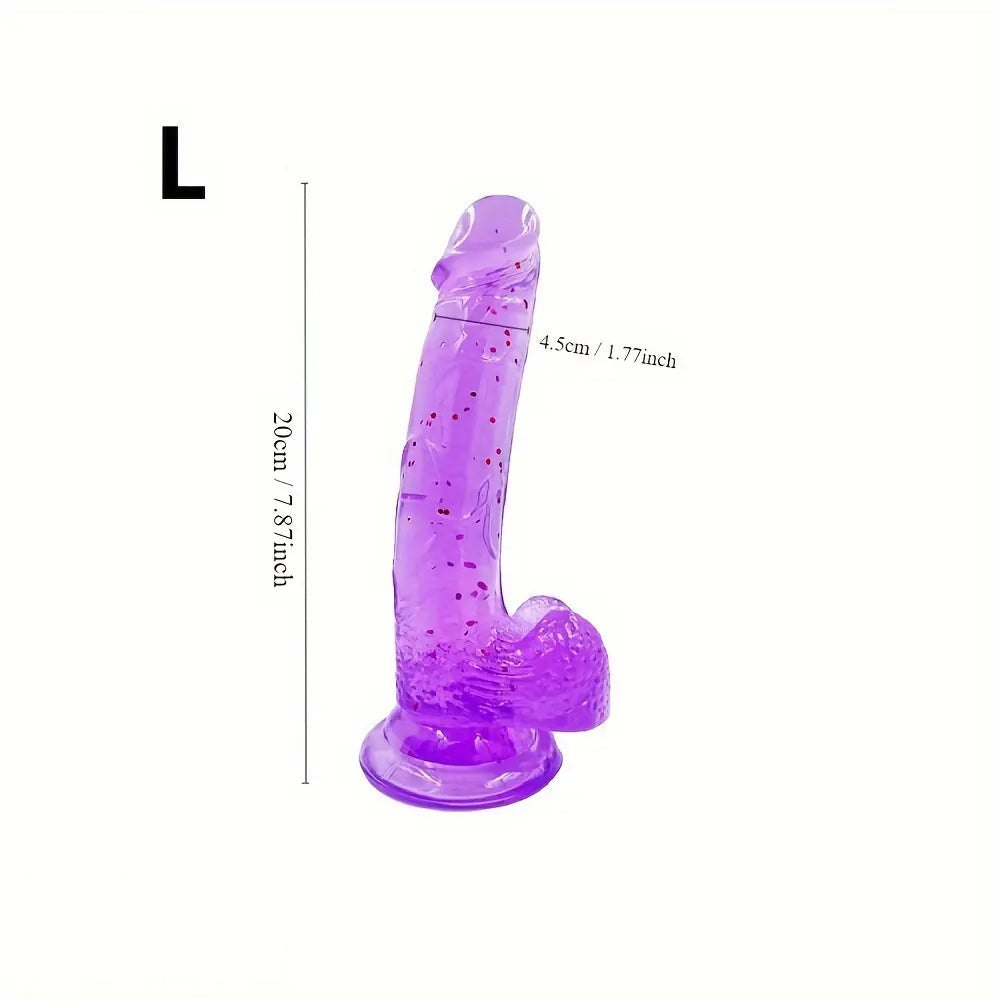 Purple confetti jelly dildo with suction cup base, photo 2
