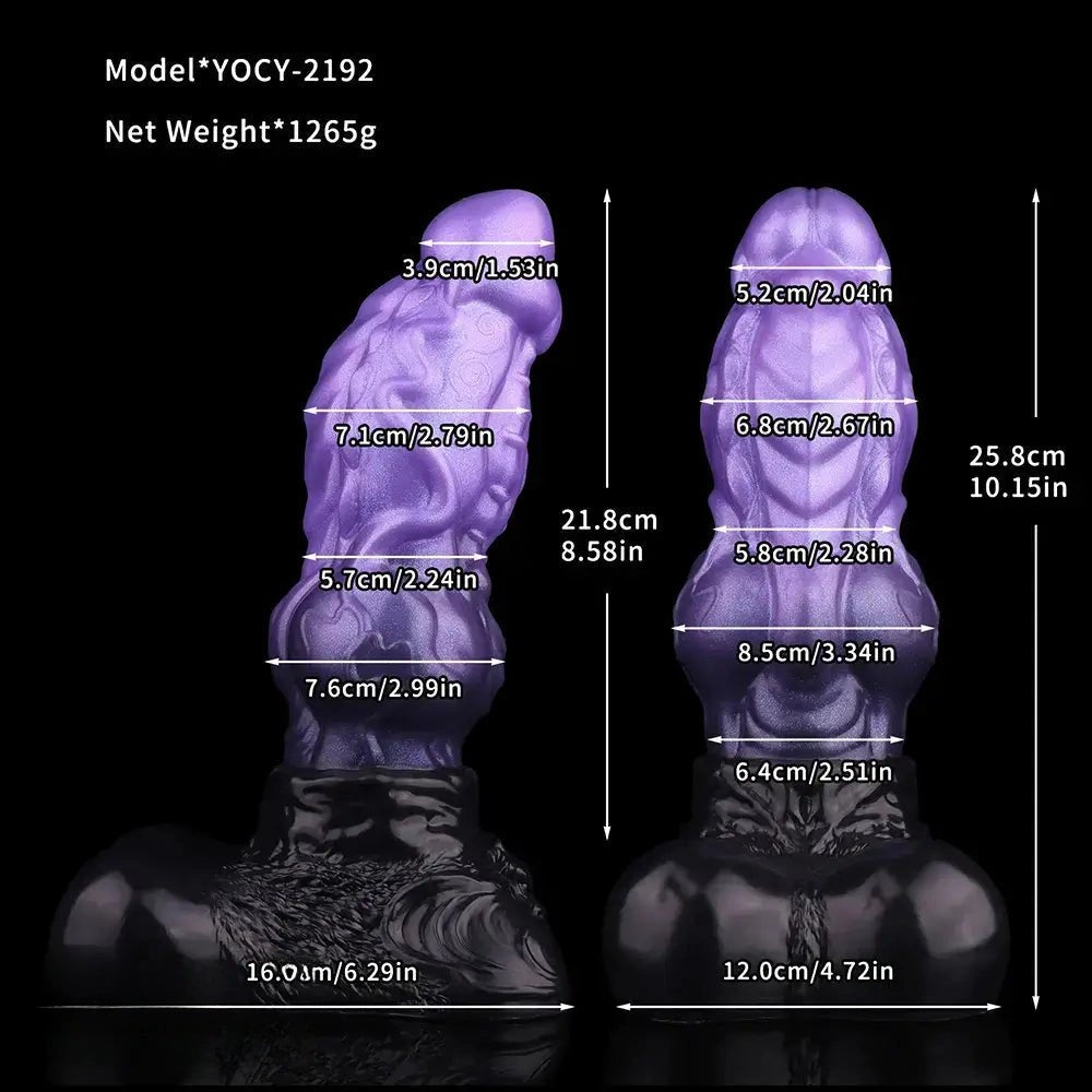 Purple dual-density knot fantasy dildo, photo 14
