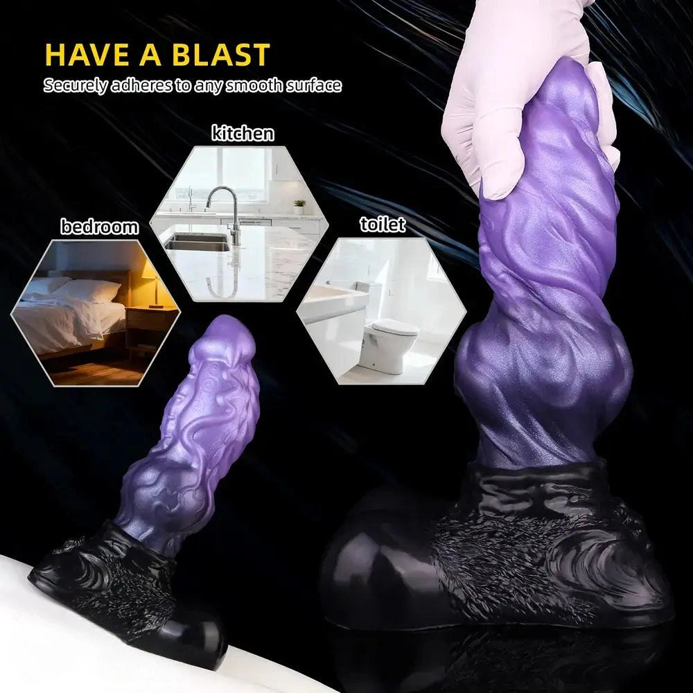 Purple dual-density knot fantasy dildo, photo 9