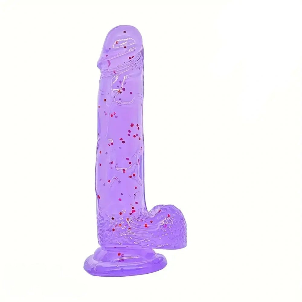 Translucent purple glitter pvc dildo, photo 1