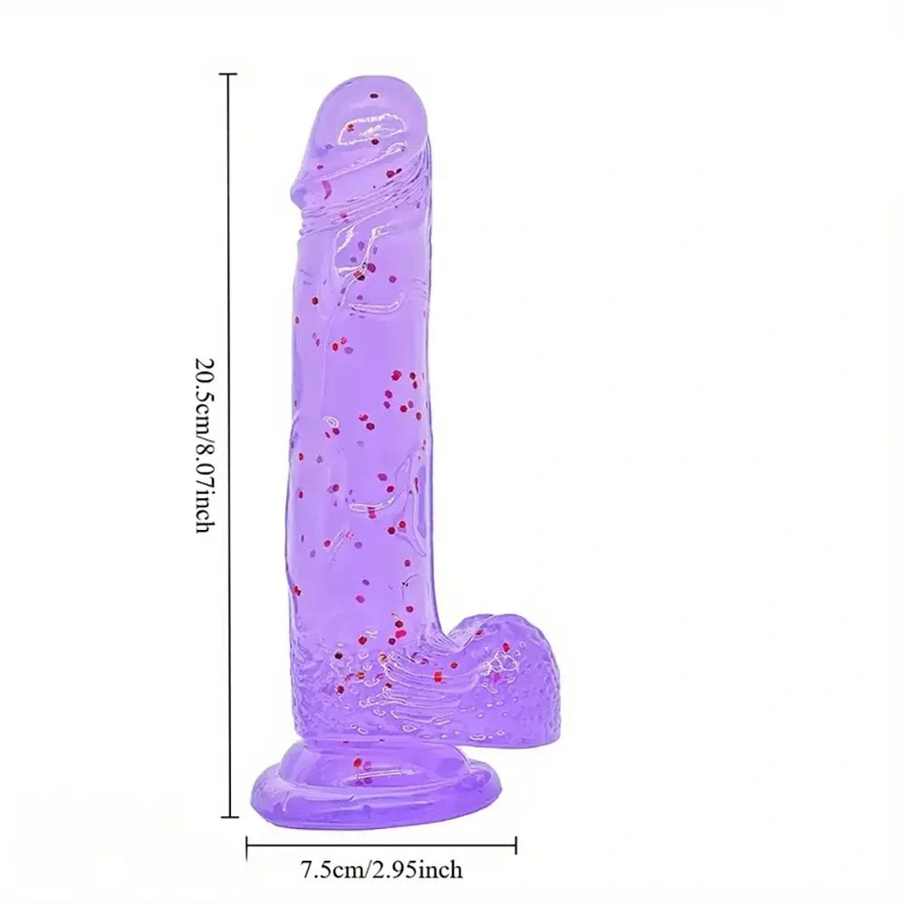 Translucent purple glitter pvc dildo, photo 2