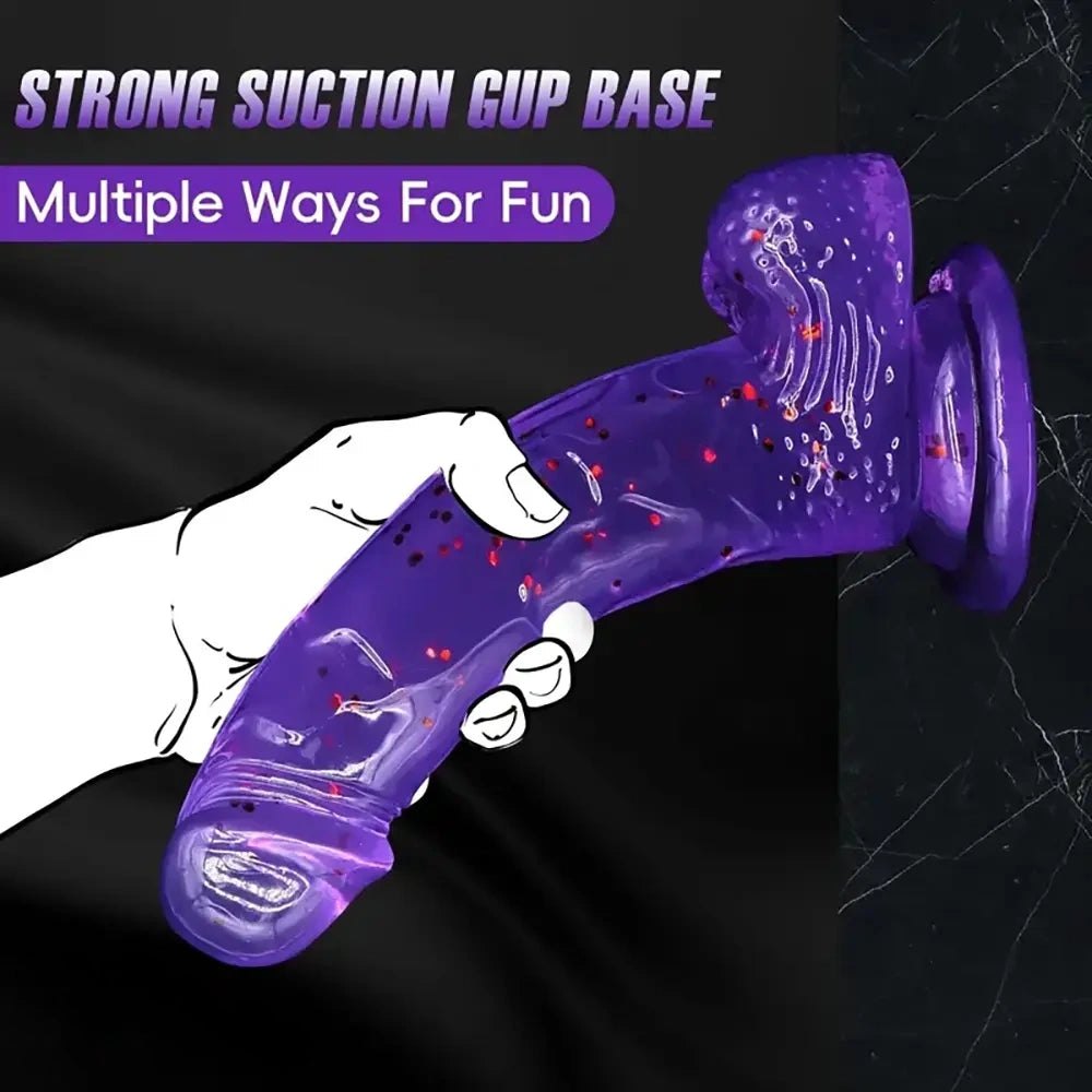 Translucent purple glitter pvc dildo, photo 4