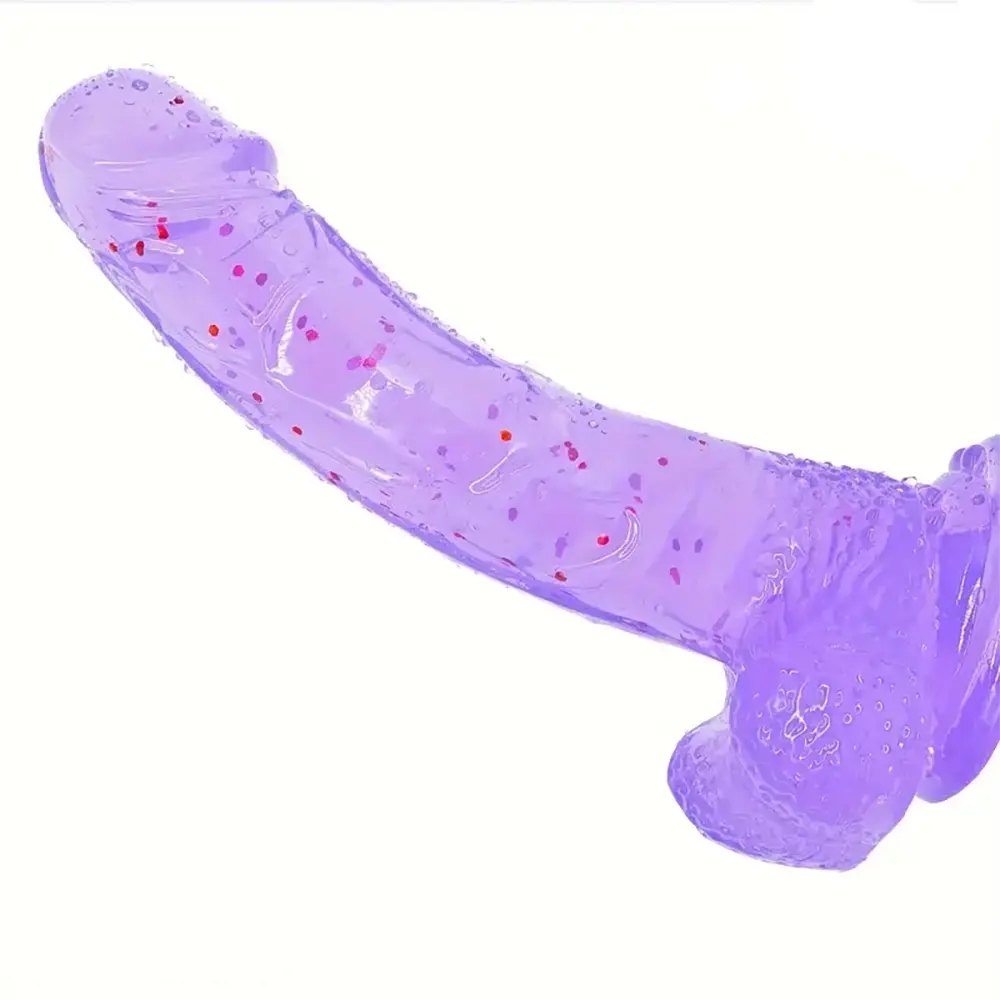 Translucent purple glitter pvc dildo, photo 6