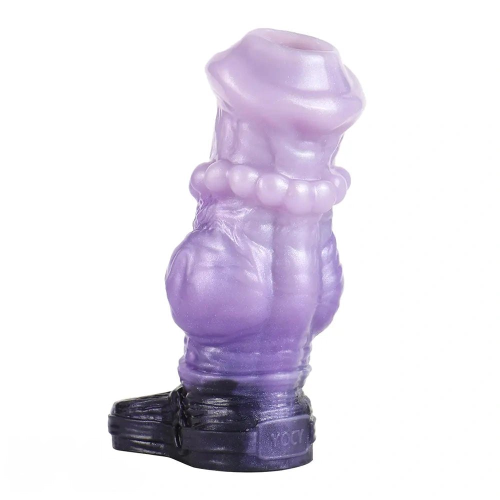 Translucent purple horse-style knot dildo sleeve, photo 1