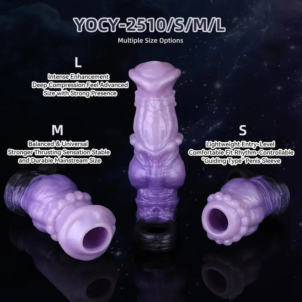 Translucent purple horse-style knot dildo sleeve, photo 10