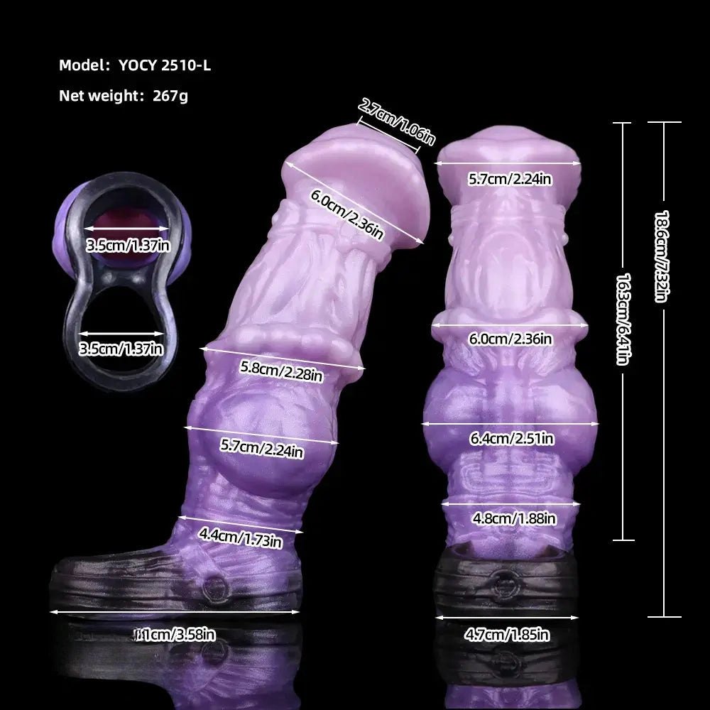 Translucent purple horse-style knot dildo sleeve, photo 11
