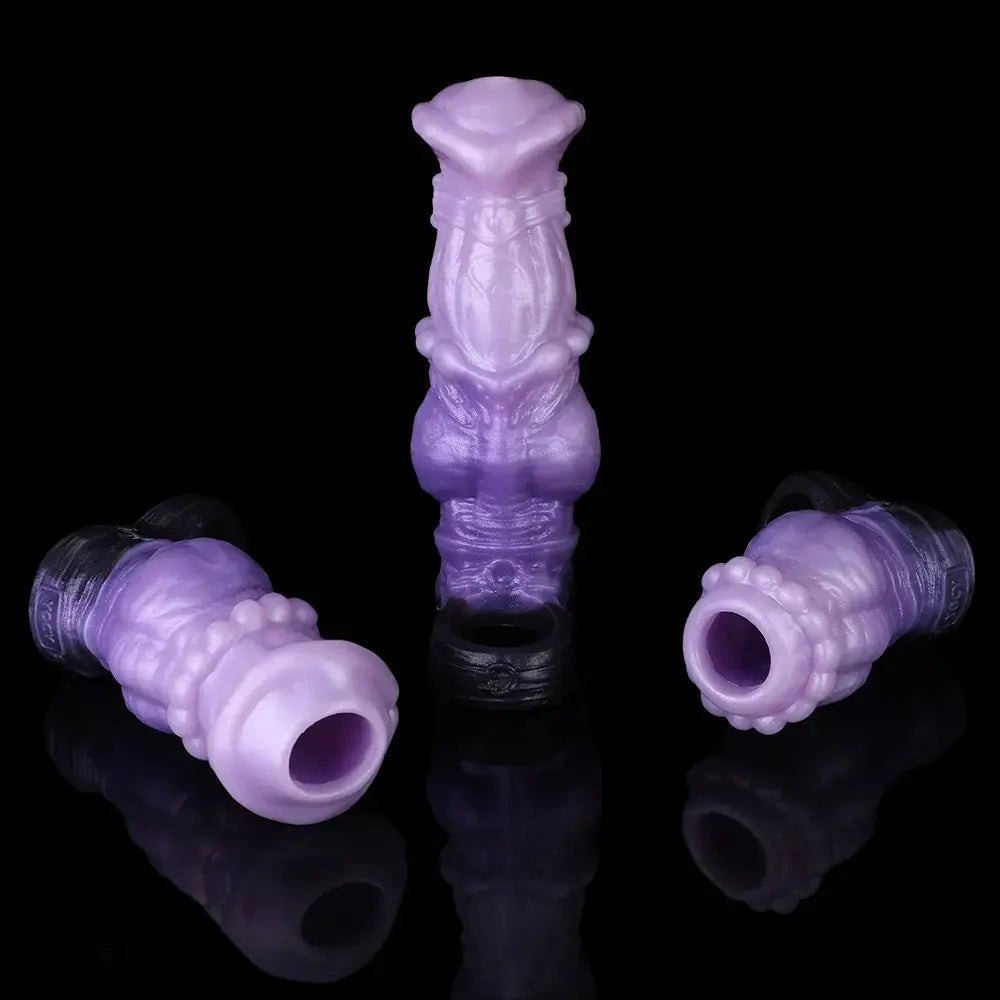 Translucent purple horse-style knot dildo sleeve, photo 15