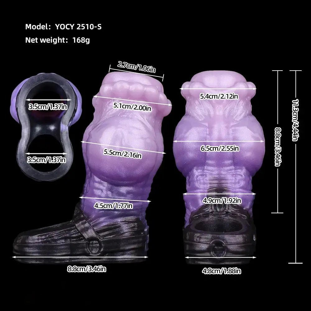 Translucent purple horse-style knot dildo sleeve, photo 7