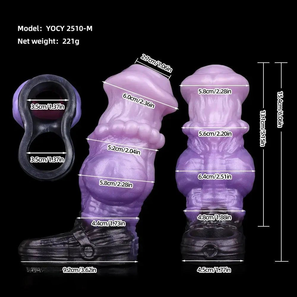 Translucent purple horse-style knot dildo sleeve, photo 8