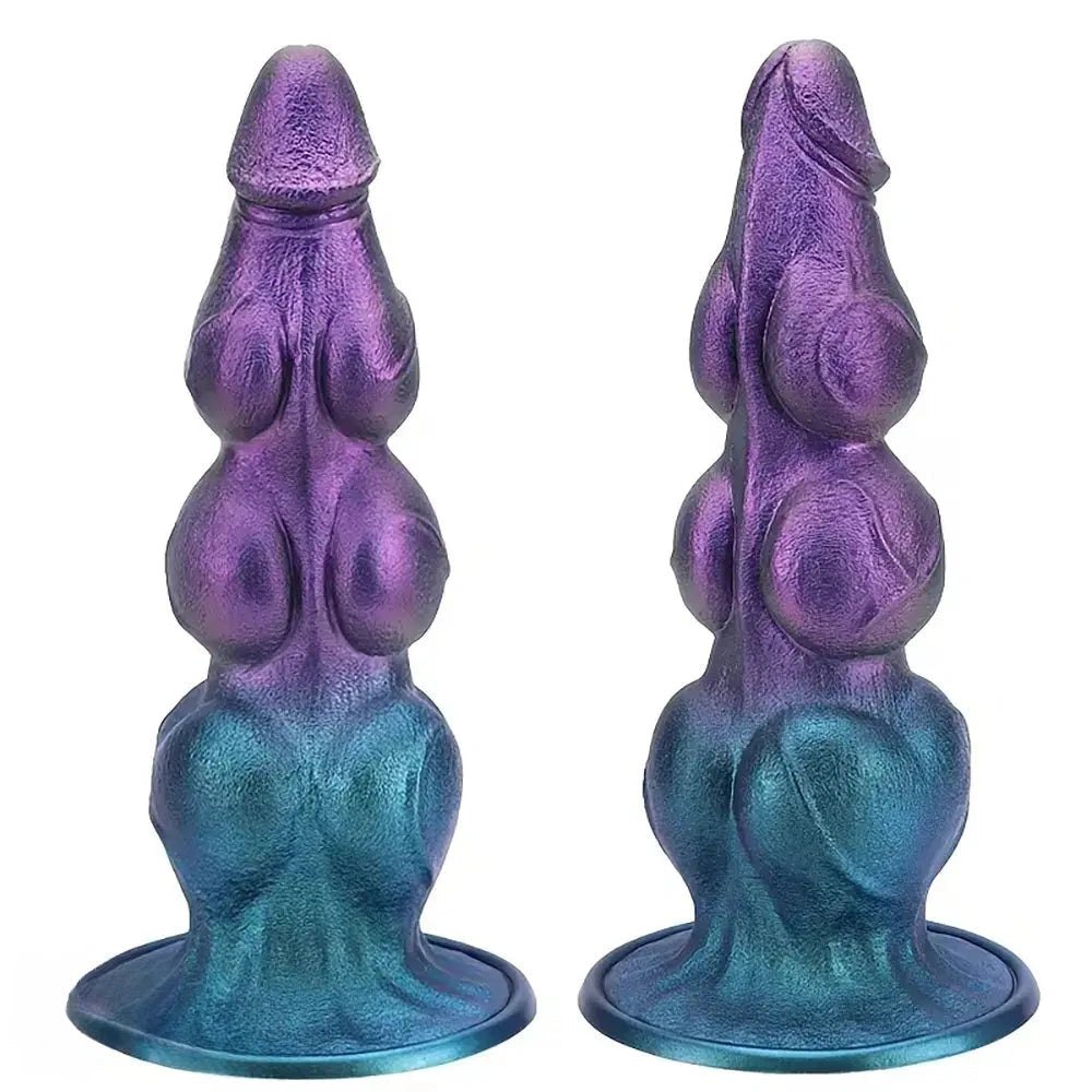 Purple knot fantasy silicone dildo with suction cup base, photo 1