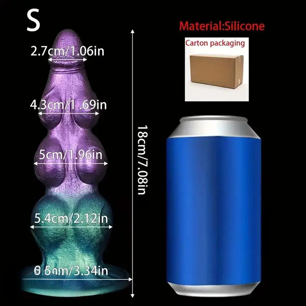 Purple knot fantasy silicone dildo with suction cup base, photo 10