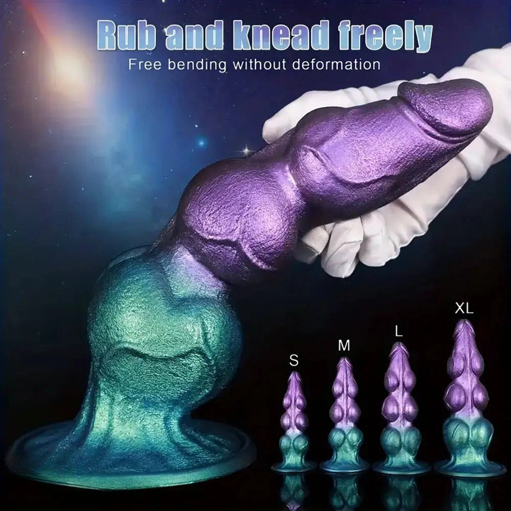 Purple knot fantasy silicone dildo with suction cup base, photo 11