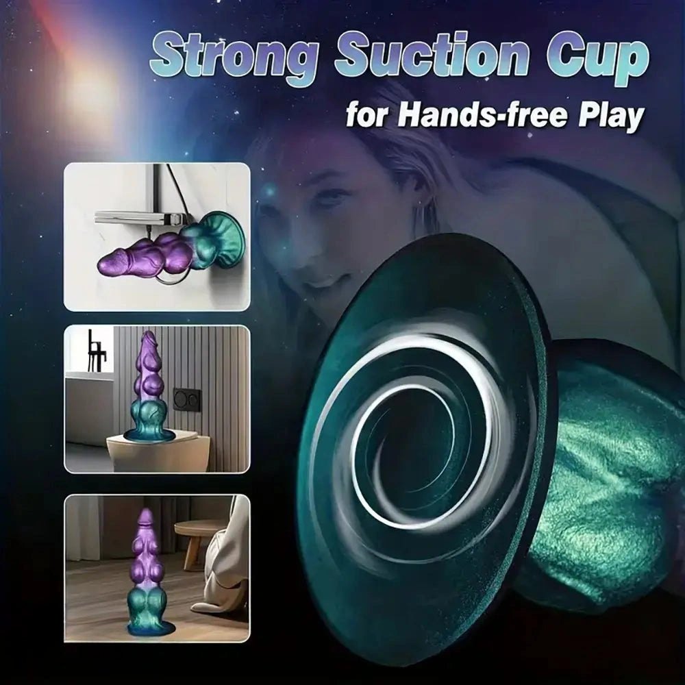 Purple knot fantasy silicone dildo with suction cup base, photo 12